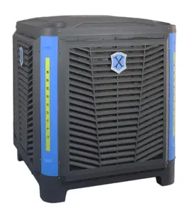 Refrigerador de ar evaporativo, refrigerador de ar industrial com volume de ar de 25000cmh para baixo, descarga lateral, para parede