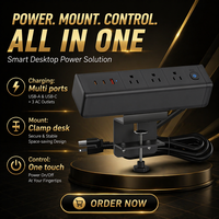 Multiprise à fixation sur bureau 65W, 3 prises CA, 3 ports USB-C, 3 ports USB, protection contre les surtensions, interrupteur marche/arrêt, pour table de chevet