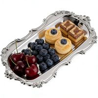 Plateau à pâtisserie et gâteaux de style européen, luxe léger, vintage, inspiré d'Instagram, en acier inoxydable poli miroir