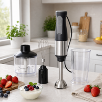 Mixeur Plongeant Électrique Multifonction 7 Vitesses en Acier Inoxydable pour Aliments Bébé, Smoothies et Préparation Culinaire 4-en-1