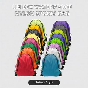 Unisex 210D Nylon Portable Running Shoes Bag Waterproof Sports <b>Backpack</b> 20-38L Custom Logo Thickened Polyester Drawstring - Product Image 2