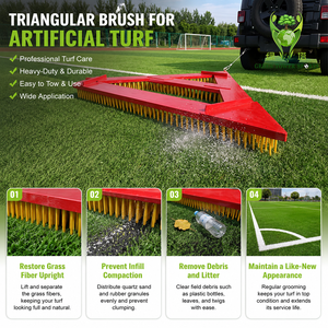 Outil de peignage de toilettage de <span class=keywords><strong>gazon</strong></span> en plastique de cadre d'acier de brosse de Triangle d'herbe artificielle résistante pour le terrain de Football - Product Image 5