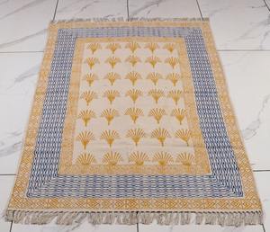 Custom Size Indian Block Print Cotton Rug Handmade Carpet with Tassels Boho Floor <b>Mat</b> Home Decor - Product Image 5