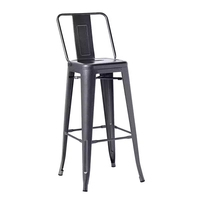 Tabouret de bar moderne en aluminium avec dossier, base en acier inoxydable, pour comptoir de petit-déjeuner, restaurant, extérieur, bar à domicile, salle à manger, salon