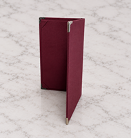 Couverture de menu de luxe en velours avec protection d'angle métallique, logo personnalisé en feuille d'aluminium, dossier de menu pour restaurant et bar
