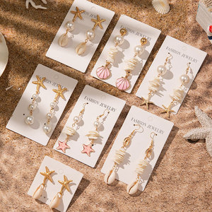 Orecchini a forma di stella marina stile oceano all'ingrosso orecchini a conchiglia elegante unici per le donne - Product Image 2