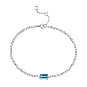 Pulsera de Silicona Ajustable con Esmeralda Cultivada en Laboratorio, Corte Esmeralda, Regalo para Parejas, Moda 2024 - Product Image 3