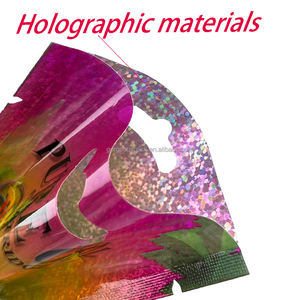 Sacs d'emballage personnalisés imprimés holographiques pour cosmétiques, avec fermeture éclair holographique, auto-scellants sur 3 côtés, petits sacs en Mylar avec fenêtre transparente - Product Image 2