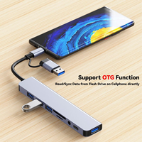 Station d'accueil USB-C 8 en 1 de haute qualité, lecteur de carte TF SD, séparateur PD, adaptateur multiport, concentrateur USB 3.0 pour ordinateur portable
