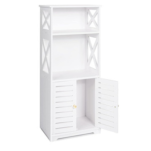 Bathroom Storage <b>Cabinet</b> 3 Tier With Doors Freestanding Shelf For Bathroom - Product Image 1