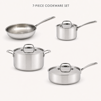 Ensemble d'ustensiles de cuisine en acier inoxydable : casseroles, poêles, faitouts, poêle à frire, compatible induction