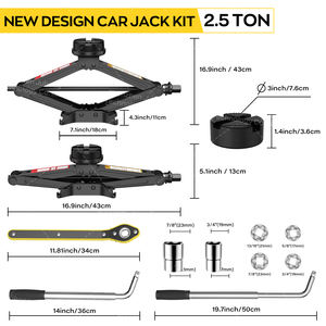 Juhong Nouveauté : Kit <span class=keywords><strong>de</strong></span> levage mobile pour voiture et camion avec cric à ciseaux, tampons en caoutchouc et outils <span class=keywords><strong>de</strong></span> réparation <span class=keywords><strong>de</strong></span> pneus en acier - Product Image 2