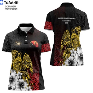 2025 vente chaude papouasie-nouvelle-guinée 50e anniversaire personnalisé femmes o-cou polo PNG <span class=keywords><strong>paradis</strong></span> oiseau motif femmes chemise de <span class=keywords><strong>golf</strong></span> - Product Image 4