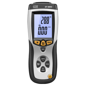 CEM DT-8893 เครื่องวัดความเร็วลมแบบเทอร์โม เครื่องวัดความเร็วลมแบบดิจิตอล เครื่องวัดความเร็วลมแบบพกพา มัลติฟังก์ชั่น จอ LCD - Product Image 4