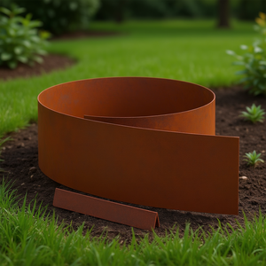 Bordatura per Prato in Acciaio Corten Effetto Ruggine 450 x 0,05 x 15 cm Design Industriale per Bordure da Giardino - Product Image 2