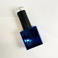 Flacon de vernis à ongles en verre bleu brillant de 14 ml avec bouchon brillant pour emballage cosmétique et huile de soin