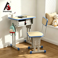 Ensemble bureau et chaise pour un seul élève avec tiroirs de rangement, hauteur réglable, ergonomique, mobilier de classe pour l'école primaire, enfants
