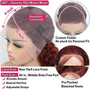Pre Plucked 99j Burgundy Red Wine Glueless <b>Human</b> <b>Hair</b> 13x4 HD Transparent Body Wave Lace Front <b>Human</b> <b>Hair</b> <b>Wigs</b> for Women - Product Image 3