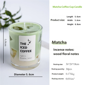 Atacado Aromático Matcha Vela De Café Perfumado Vela Ideal para Sala De Estar Decoração Decorativas Velas Perfumadas - Product Image 5