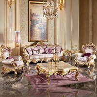 Canapé de salon à une place de style européen en bois massif avec feuilles d'or, luxe royal français, sur mesure, fabriqué en Chine, modèle 94522
