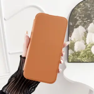 Grosir casing ponsel untuk iphone 15 dilapisi magnetik TPU PC Flip kulit casing pelindung untuk iphone 15 14 13