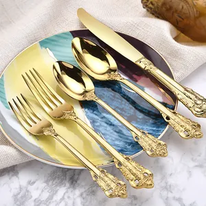 Direct Manufacturer Western tableware set Palace series 304 stainless steel dinner knife, fork and spoon Retro luxury cutlery
