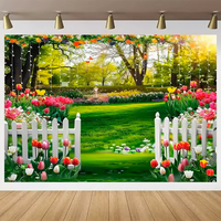 Bunga Alami Musim Semi Latar Belakang Jendela Lanskap Taman Padang Rumput Bunga Sakura Spanduk Alat Peraga Fotografi Pesta Ulang Tahun