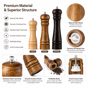 <span class=keywords><strong>Moulin</strong></span> à sel manuel en bois, outils de cuisine, conception personnalisée, meilleure vente - Product Image 5