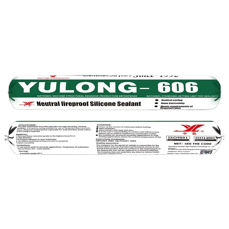 Paquete de salchichas YULONG Sellador de silicona resistente al fuego con excelente adherencia para uso en construcción