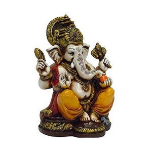 La Benedizione. Statua Colorata <span class=keywords><strong>e</strong></span> Dorata <span class=keywords><strong>di</strong></span> Lord Ganesh Ganpati, Dio Indù dell'Elefante, Realizzata <span class=keywords><strong>in</strong></span> <span class=keywords><strong>Polvere</strong></span> <span class=keywords><strong>di</strong></span> <span class=keywords><strong>Marmo</strong></span> <span class=keywords><strong>in</strong></span> India - Product Image 2
