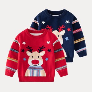 <span class=keywords><strong>Pull</strong></span>-over en maille fine pour enfant, motif petit cerf de Noël, pour garçons, OEM ODM - Product Image 1