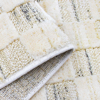 Turkua Home INC0106 Inci Cream Checkerboard Woven Rug 10mm Washable Eco-Friendly PET Friendly Modern Scandinavian Anti-Slip