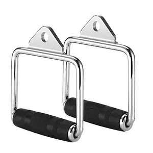 Accessoires en acier pour gymnastique à domicile Poignée à double rangée en D Poignée pivotante en acier avec barre en V