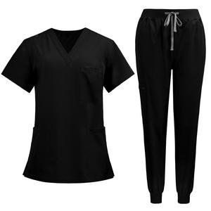 Combinaison de travail pour infirmières, col en V, fraîche, anti-rides, pour les blouses médicales, haut et pantalon, et vêtements de travail pour salon - Product Image 1