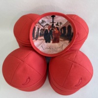 YARMULK Kippah de Lino Naranja Quemado con Bordado Personalizado y Forro con Foto, Kippot para Boda Judía Sephardí, Yarmulke Judaica, Bar Mitzvah