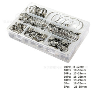Collier de serrage Yang Shun 6-38mm en acier inoxydable, style américain, lot de 60 pièces en boîte, pour raccordement de tuyaux d'eau et d'huile - Product Image 1