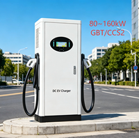 Station de recharge rapide DC pour véhicules électriques à haute stabilité 80KW 120KW 160KW, chargeur double pistolet de type au sol pour stations-service et centres commerciaux