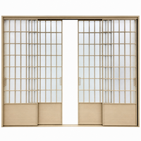 Porte coulissante japonaise Shoji en bois insonorisée sur mesure avec panneaux de verre dépoli à grille Kumiko pour cloisonnement intérieur