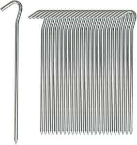 Piquets de tente en acier inoxydable de 13 pouces pour camping en extérieur, clous de sol toutes saisons avec manche métallique, DIY - Product Image 1