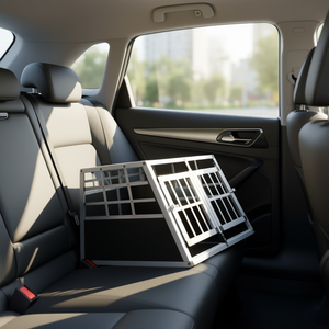 Cage de transport pour animaux de compagnie en aluminium, double porte, trapézoïdale, pour chien, chat, chiot, boîte de transport - Product Image 2