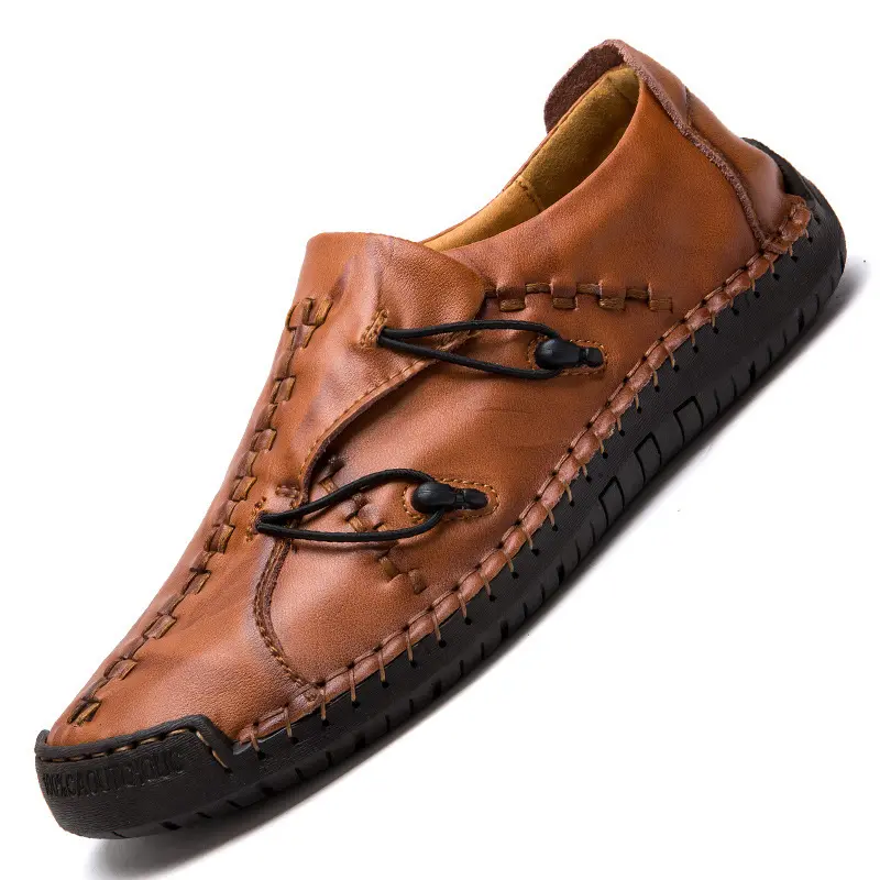2022 yeni bahar el yapımı erkek rahat deri ayakkabı stil nefes Slip-on erkek ayakkabıları büyük boy bezelye ayakkabı moda