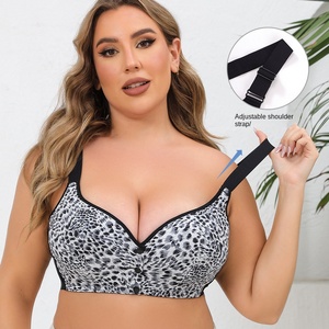 Soutien-gorge sans armatures grande <span class=keywords><strong>taille</strong></span> à bonnets fins A-G, bretelles réglables, imprimé <span class=keywords><strong>l</strong></span>éopard, fermeture avant, push-up, pour femme – Collection été - Product Image 3
