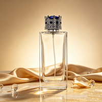 Flacons de parfum carrés en verre transparent 50ml/100ml vides avec pulvérisateur à pompe, boîte cadeau et impression sérigraphique