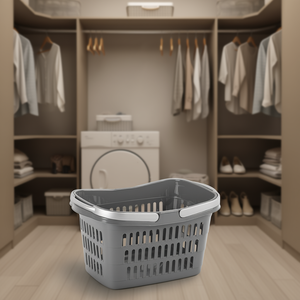 Shopping <b>Basket</b> With 2 Handles 39x24x23cm Grey <b>Storage</b> <b>Basket</b> - Product Image 3