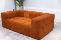 Canapé modulaire sectionnel en tissu Teddy matelassé à grille, avec chaise longue, compressé sous vide