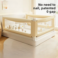 Paquete de 3 Barandas de Seguridad para Cama de Bebé de Bambú, Ajustables en Altura, con Bloqueo Rápido, Plegables y Portátiles, Antideslizantes, 1.5m