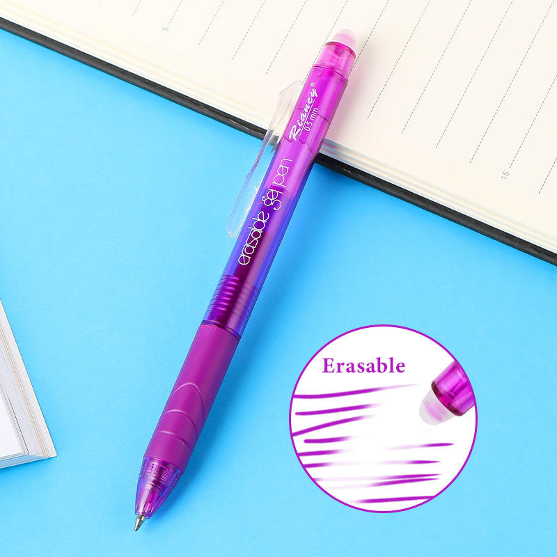 0.5mm-stylo effaçable bouton-poussoir violet