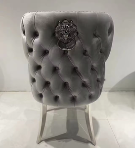 Customized Button Tufted <strong>Velvet</strong> Lion Knocker Back Modern Luxury Design Stainless Steel Legs <strong>Dining</strong> Room <strong>Sets</strong> <strong>of</strong> <strong>6</strong> <strong>Dining</strong> <strong>Chairs</strong> - Product Image 5