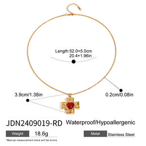 Shopping di lusso per gioielli <span class=keywords><strong>Online</strong></span> placcato <span class=keywords><strong>oro</strong></span> 18k impermeabile croce collana gioielli in acciaio inox per le donne - Product Image 4