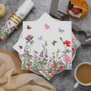 Serviettes Papillon Fleuries 2025 - Thème Forêt, Magnifiques, Usage Domestique, Dessin Animé Commémoratif des Fêtes, Serviettes d'Hôtel - Vente en Gros - Product Image 2